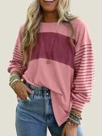 Women's Cute Color Block Long Sleeve Casual Top