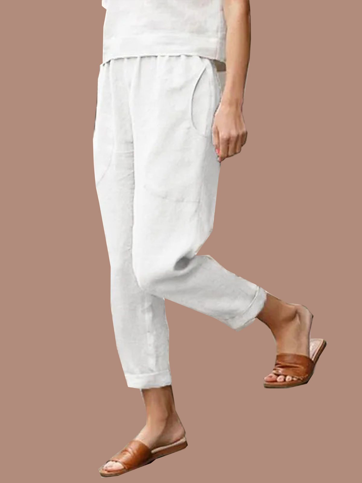 Linen-cotton Women's Large Size Loose Pants