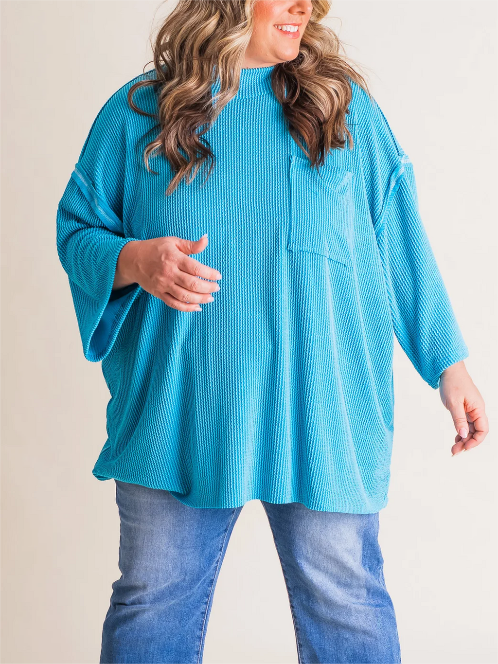 Oversize High Neck Urban Ribbed Tunic