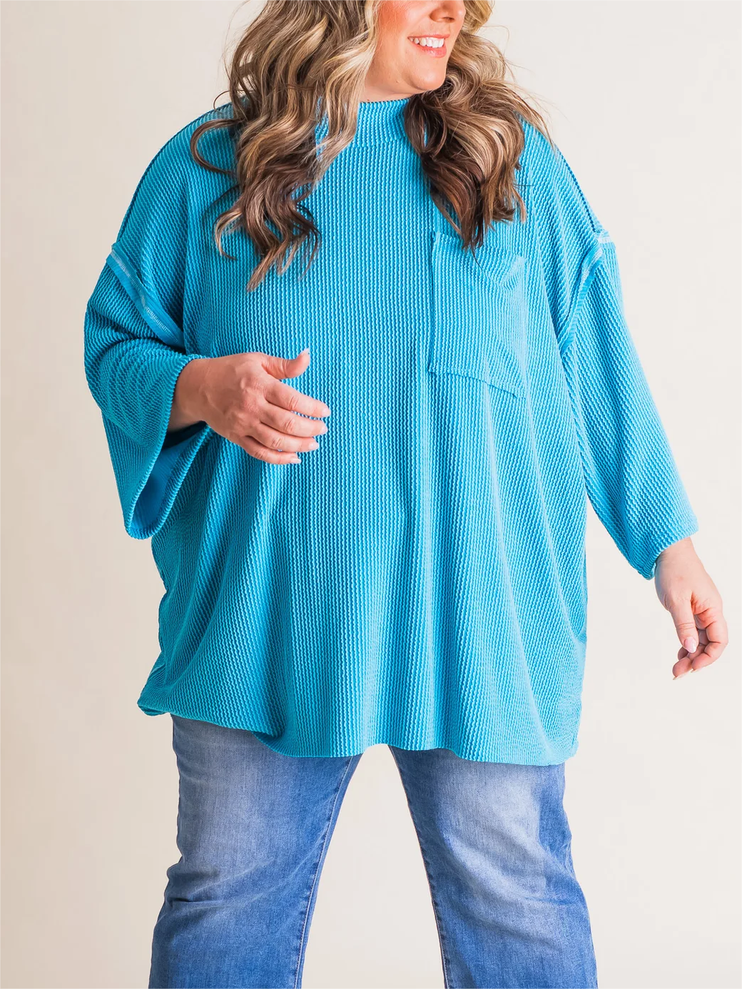 Oversize High Neck Urban Ribbed Tunic