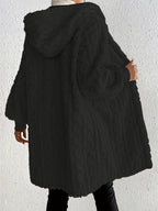 Women's Plush Fleece Soft Midi-Length Jacket with Pockets