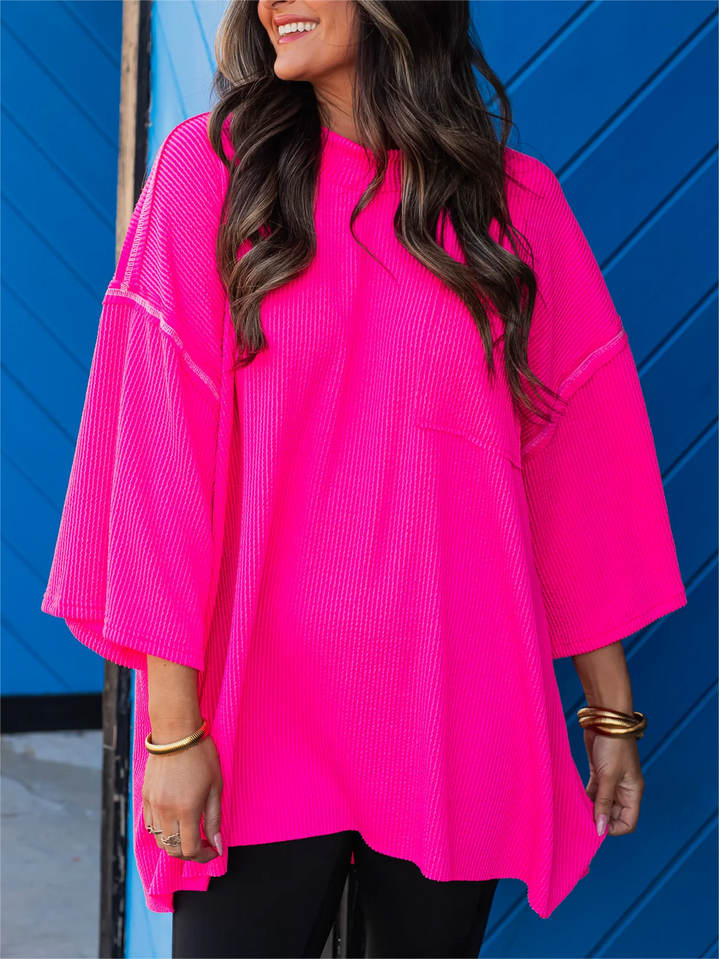 Oversize High Neck Urban Ribbed Tunic