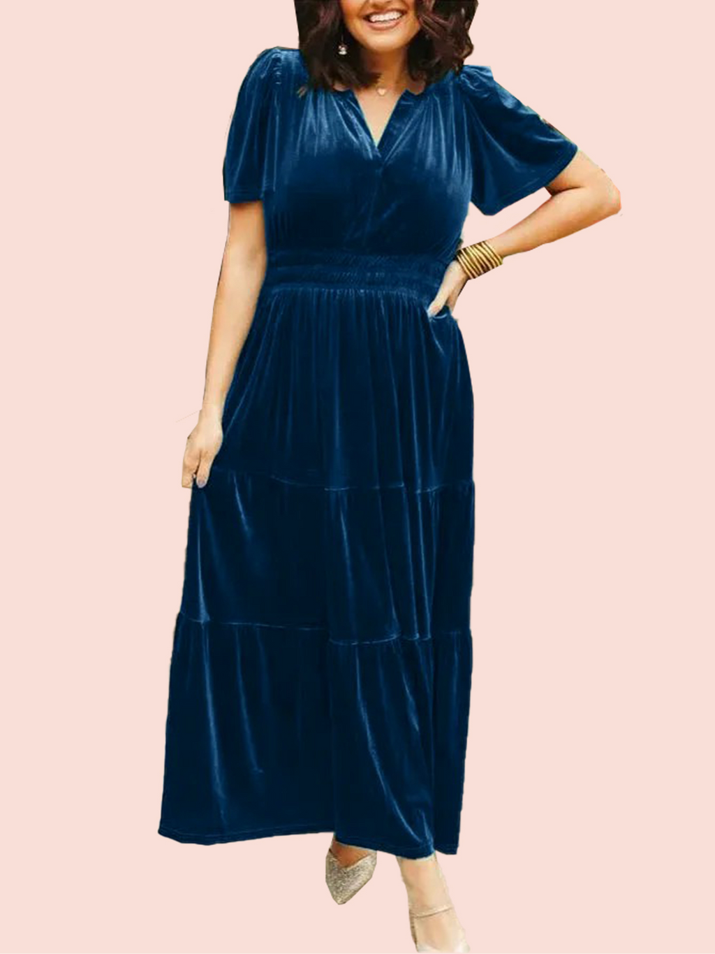 Women's Velvet Tiered Maxi Dress