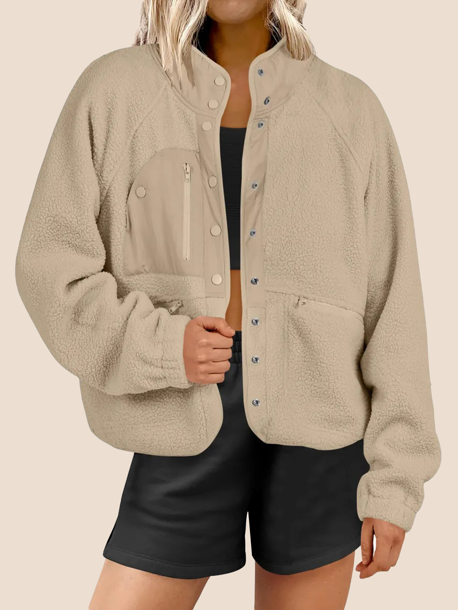 Women's  Button Down Fuzzy Fleece Jacket