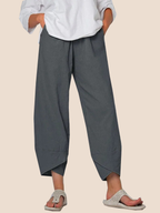Women's Cotton Linen Simple Loose Casual Ninth Pants
