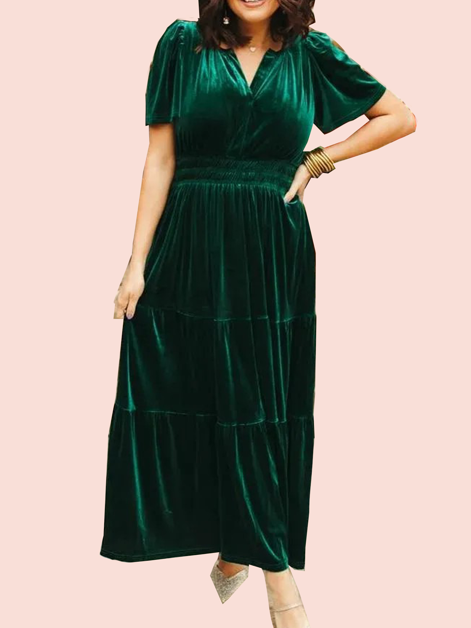 Women's Velvet Tiered Maxi Dress