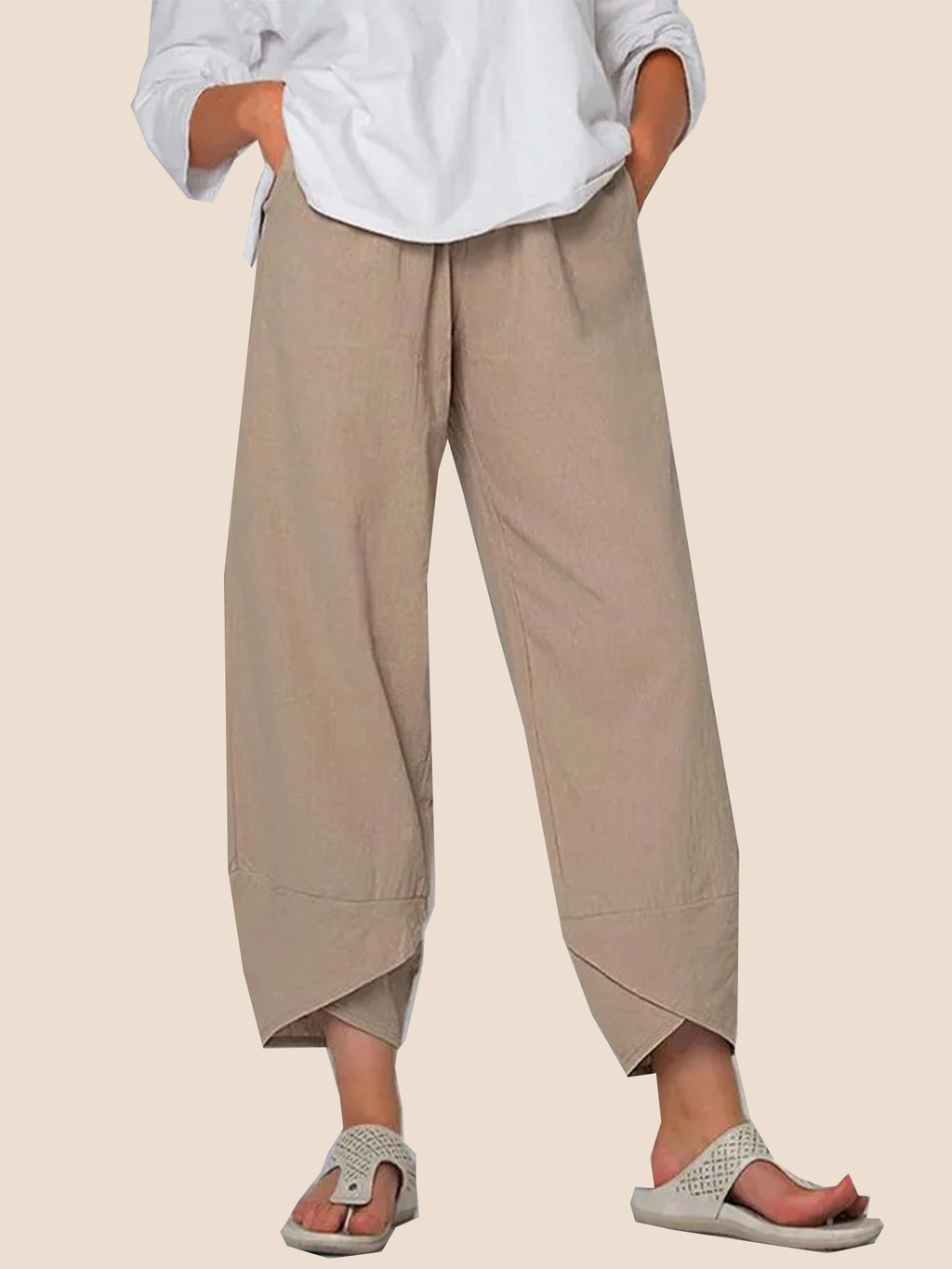 Women's Cotton Linen Simple Loose Casual Ninth Pants