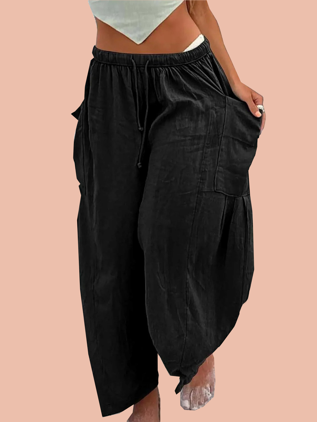 Women¡®s Casual Linen Blend Palazzo Pants