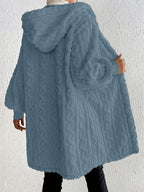 Women's Plush Fleece Soft Midi-Length Jacket with Pockets