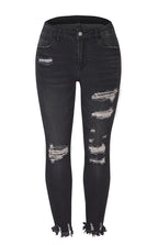 Washed Frayed Fringed Jeans