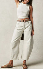 High Stretch Mid-Rise Barrel Jeans Fashion Wide Leg Shape