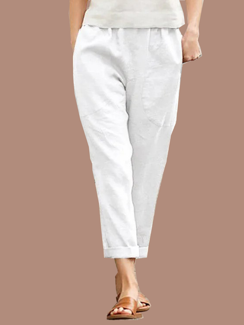 Linen-cotton Women's Large Size Loose Pants