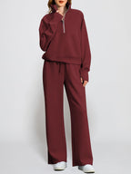 Women's Oversized Half Zip 2 Piece Sweatsuit Set
