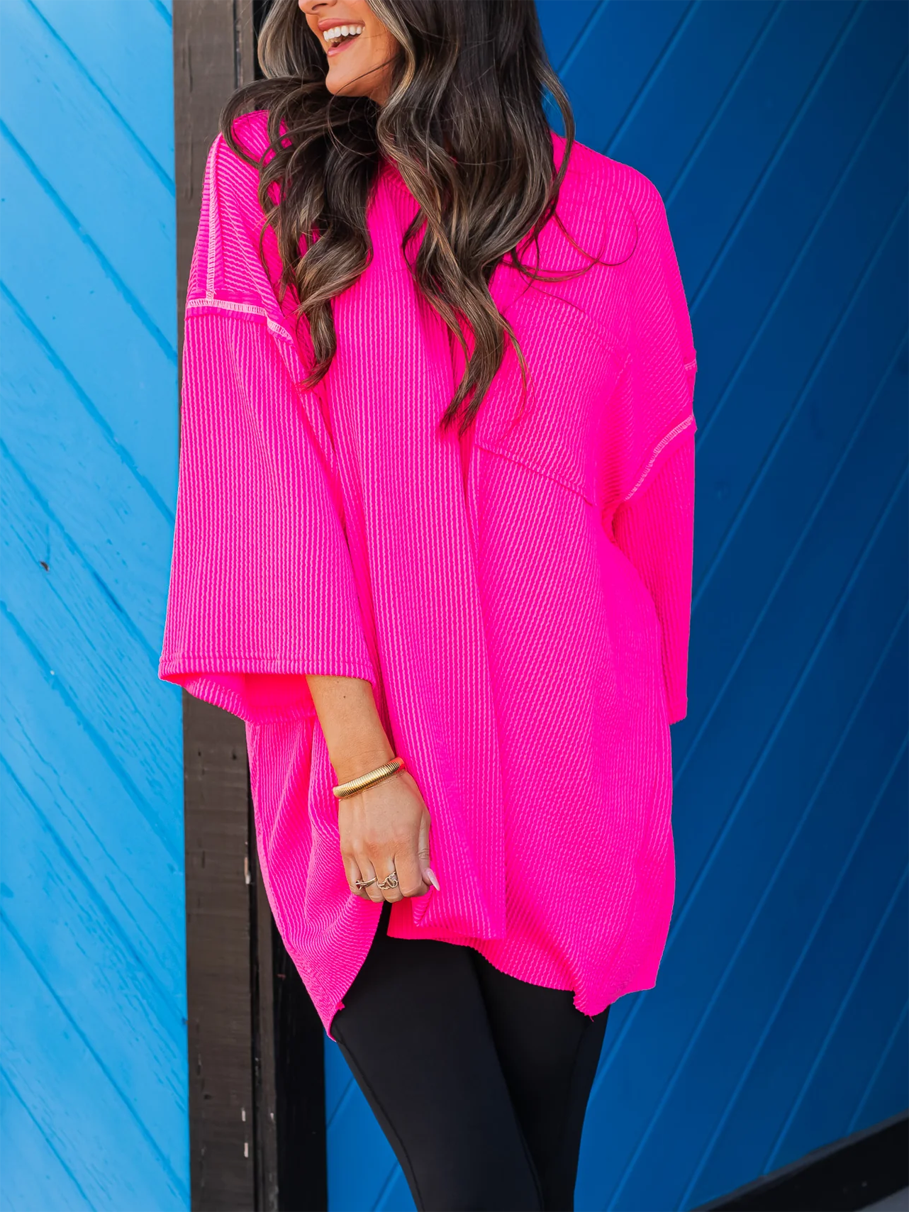 Oversize High Neck Urban Ribbed Tunic