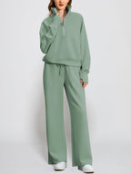 Women's Oversized Half Zip 2 Piece Sweatsuit Set