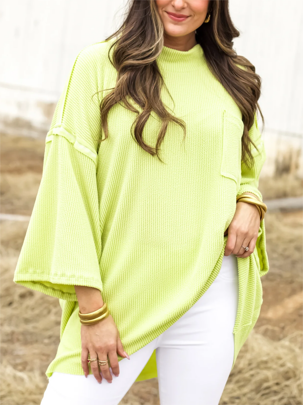 Oversize High Neck Urban Ribbed Tunic