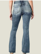 Vintage Button Mid Rise Flared Jeans