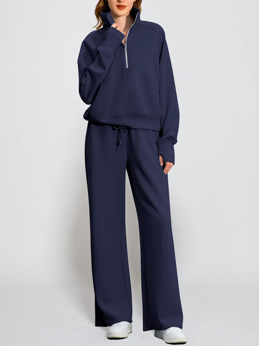 Women's Oversized Half Zip 2 Piece Sweatsuit Set