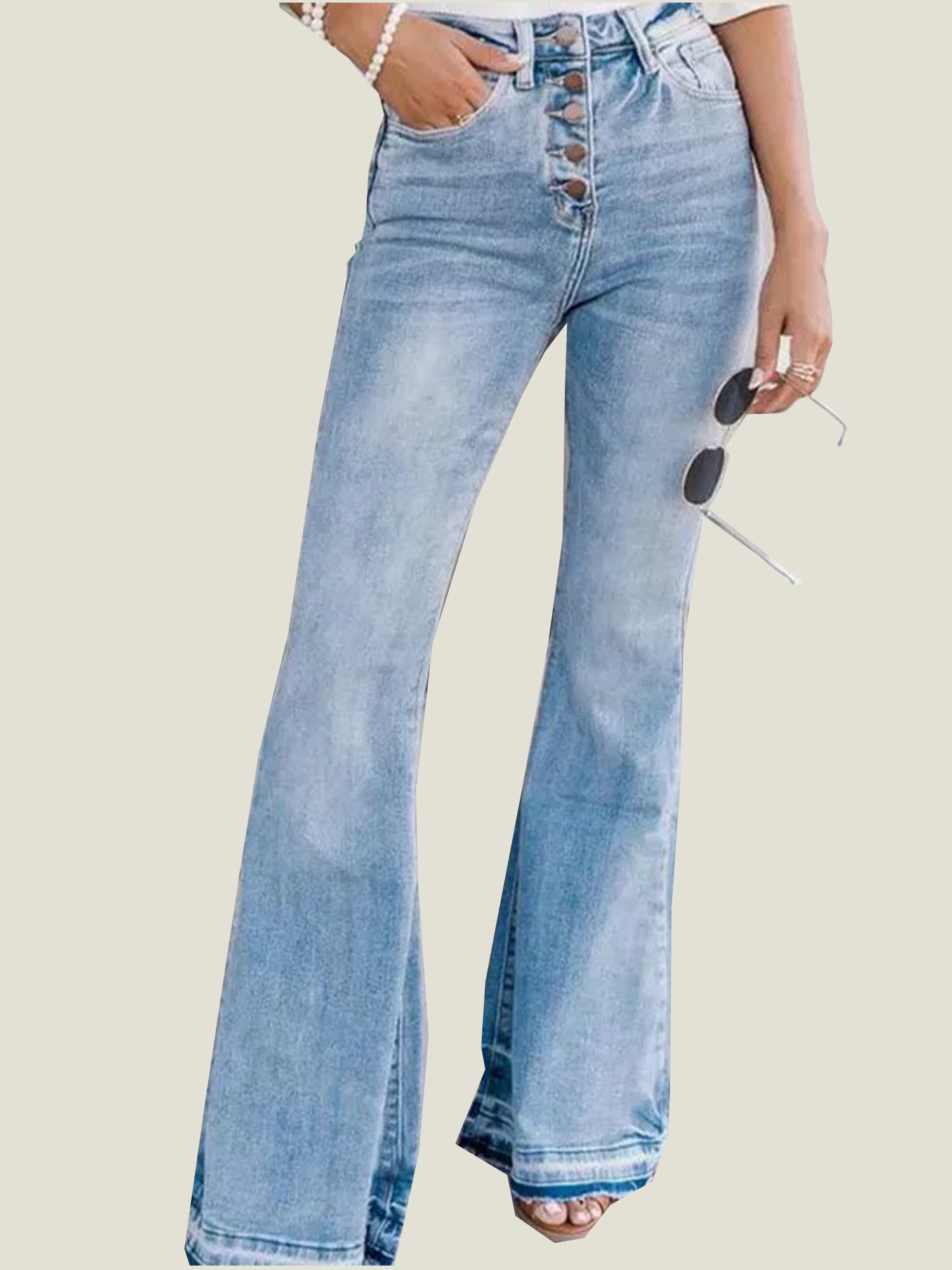 90s Vintage Button Up High Waist Flare Jeans