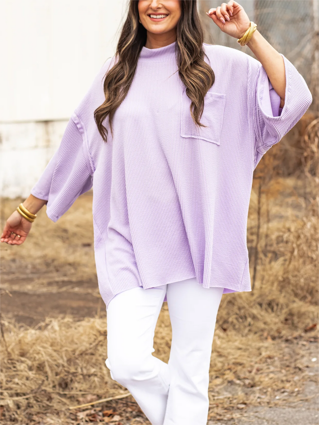 Oversize High Neck Urban Ribbed Tunic