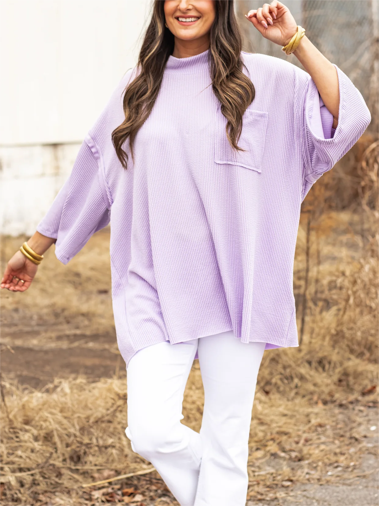 Oversize High Neck Urban Ribbed Tunic