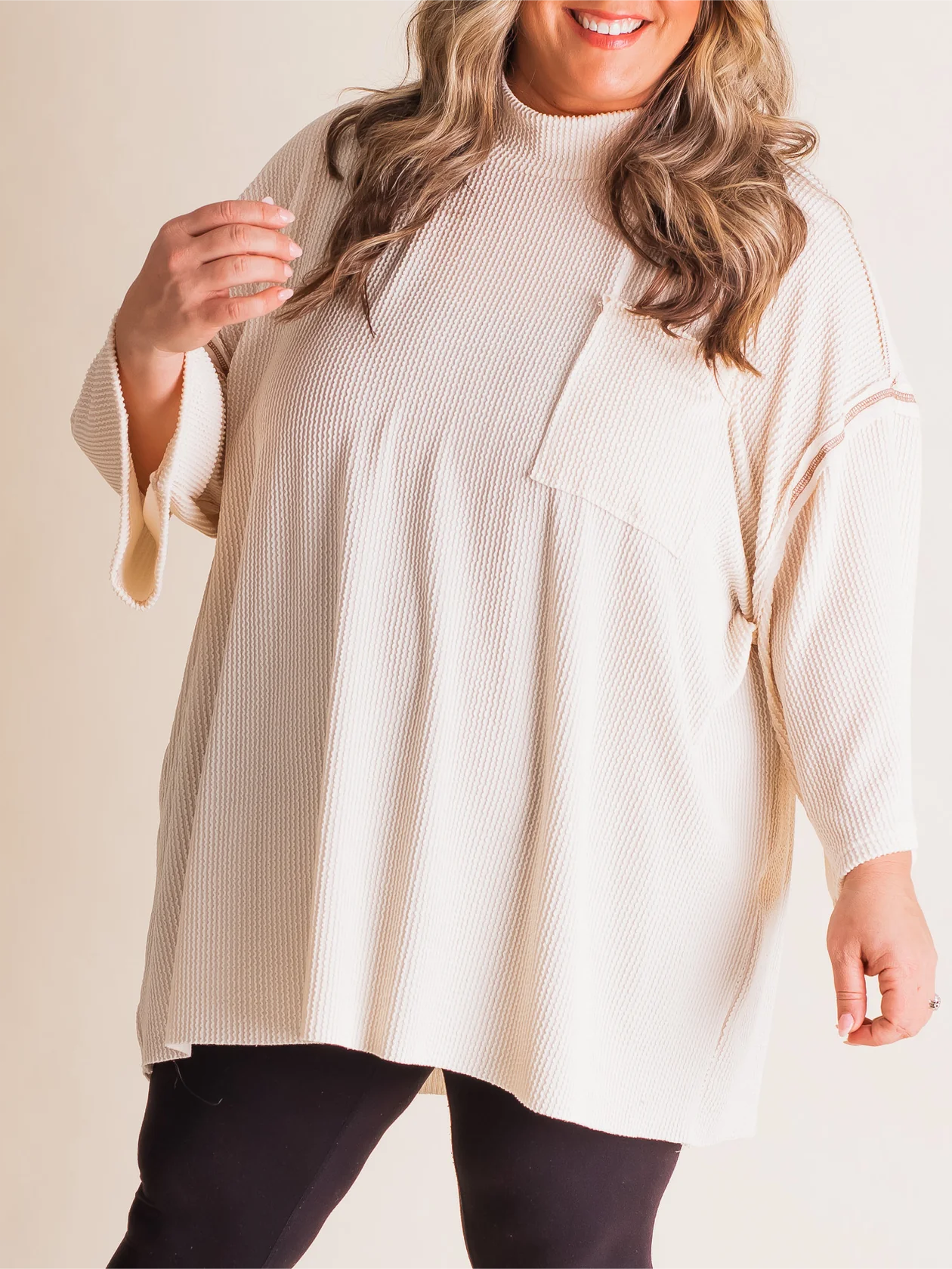 Oversize High Neck Urban Ribbed Tunic