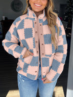 Women's Checkered Sherpa Fleece Jacket