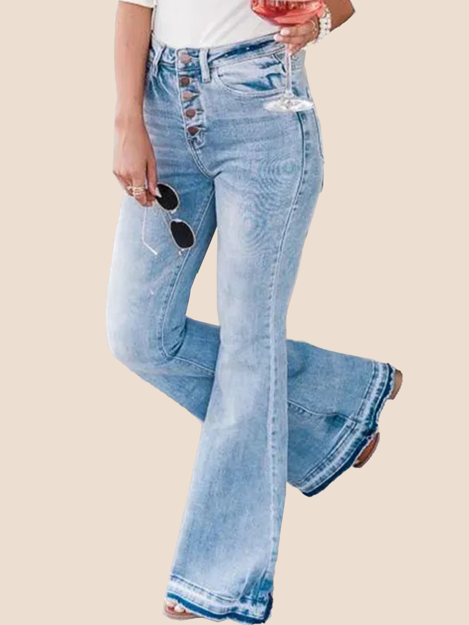 90s Vintage Button Up High Waist Flare Jeans