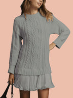 Women's Crewneck Cable Knit Sweater Mini Dress