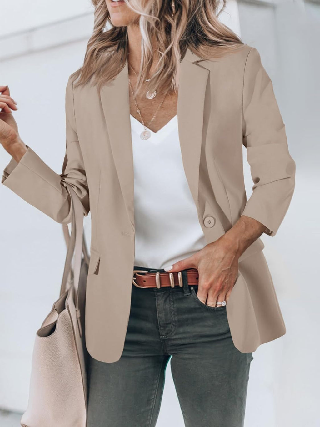 Women's Casual Button Blazer Jacket
