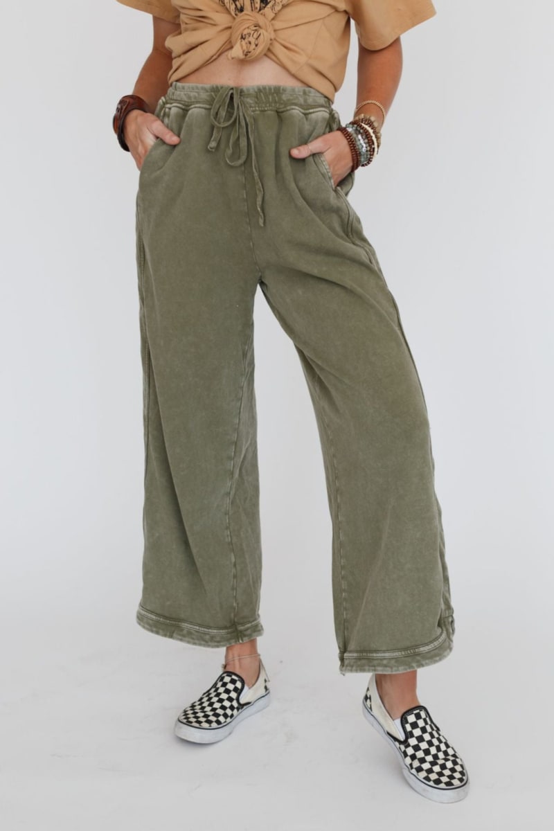 Women's Acid Washed Faded Wide Leg Pants