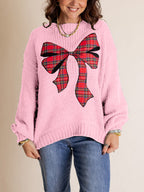 Women's Plaid Bow Sweater