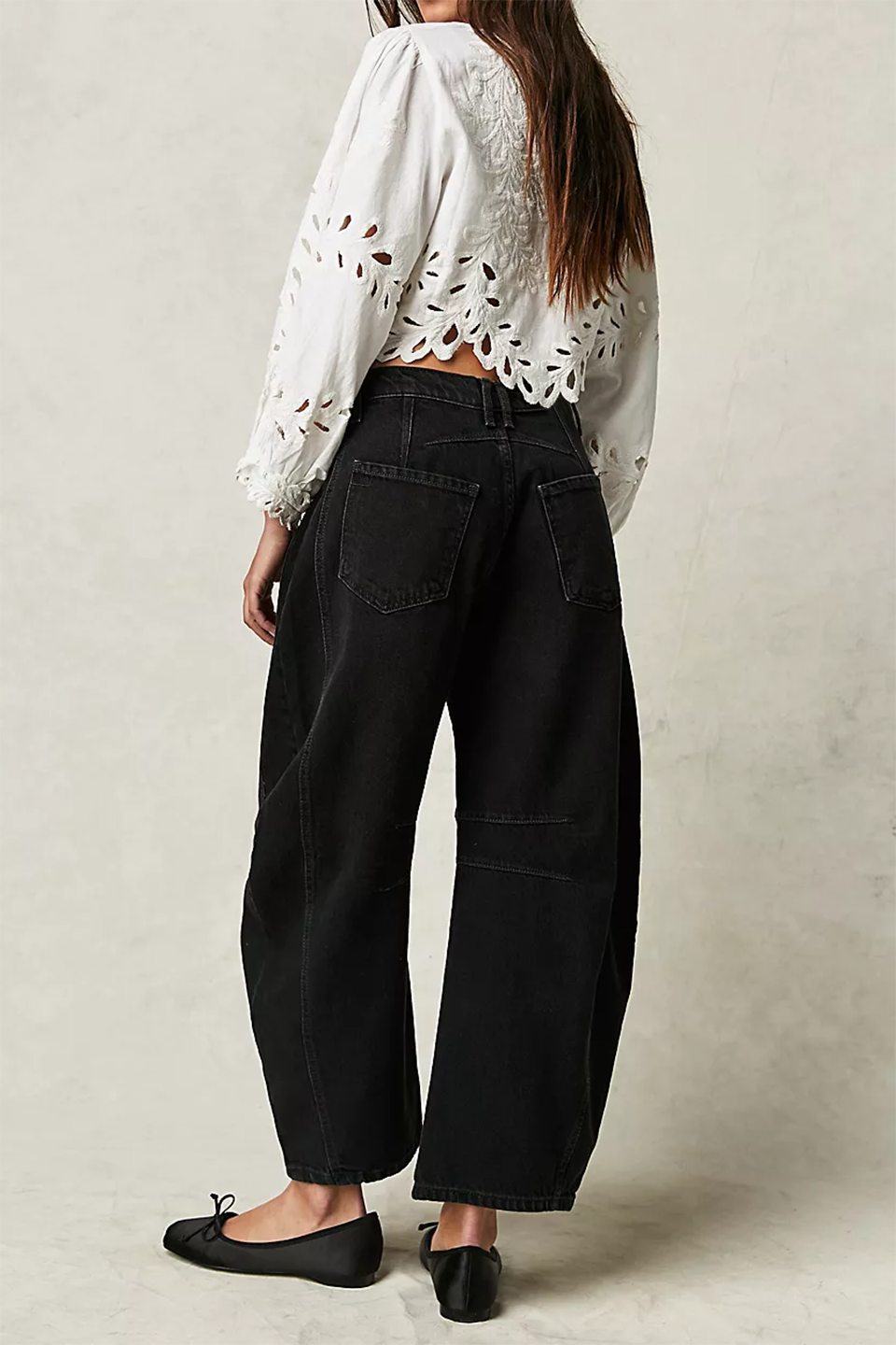High Stretch Mid-Rise Barrel Jeans Fashion Wide Leg Shape