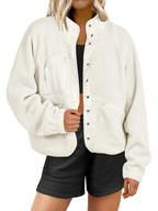 Women's  Button Down Fuzzy Fleece Jacket