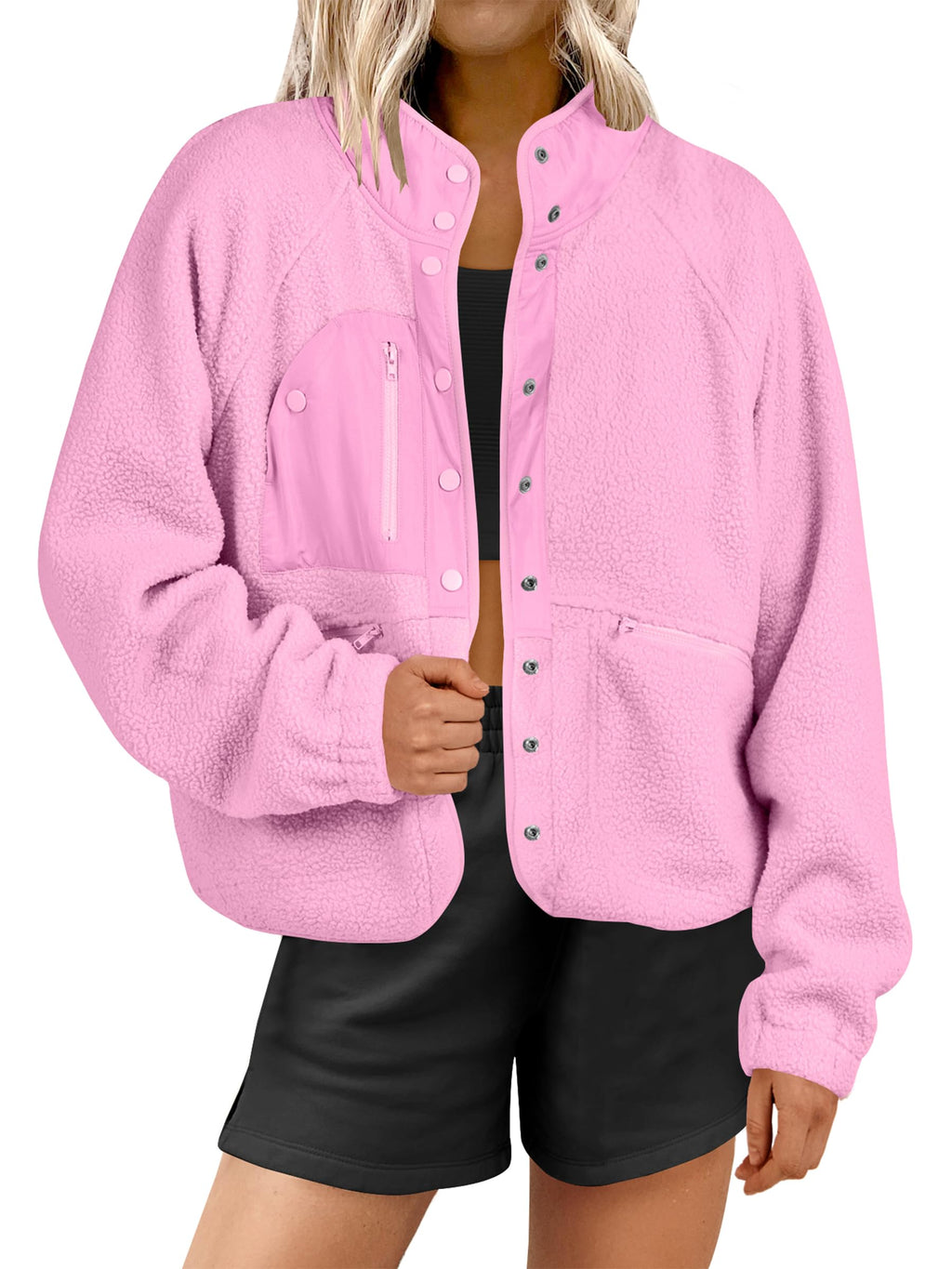 Women's  Button Down Fuzzy Fleece Jacket