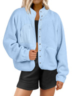 Women's  Button Down Fuzzy Fleece Jacket