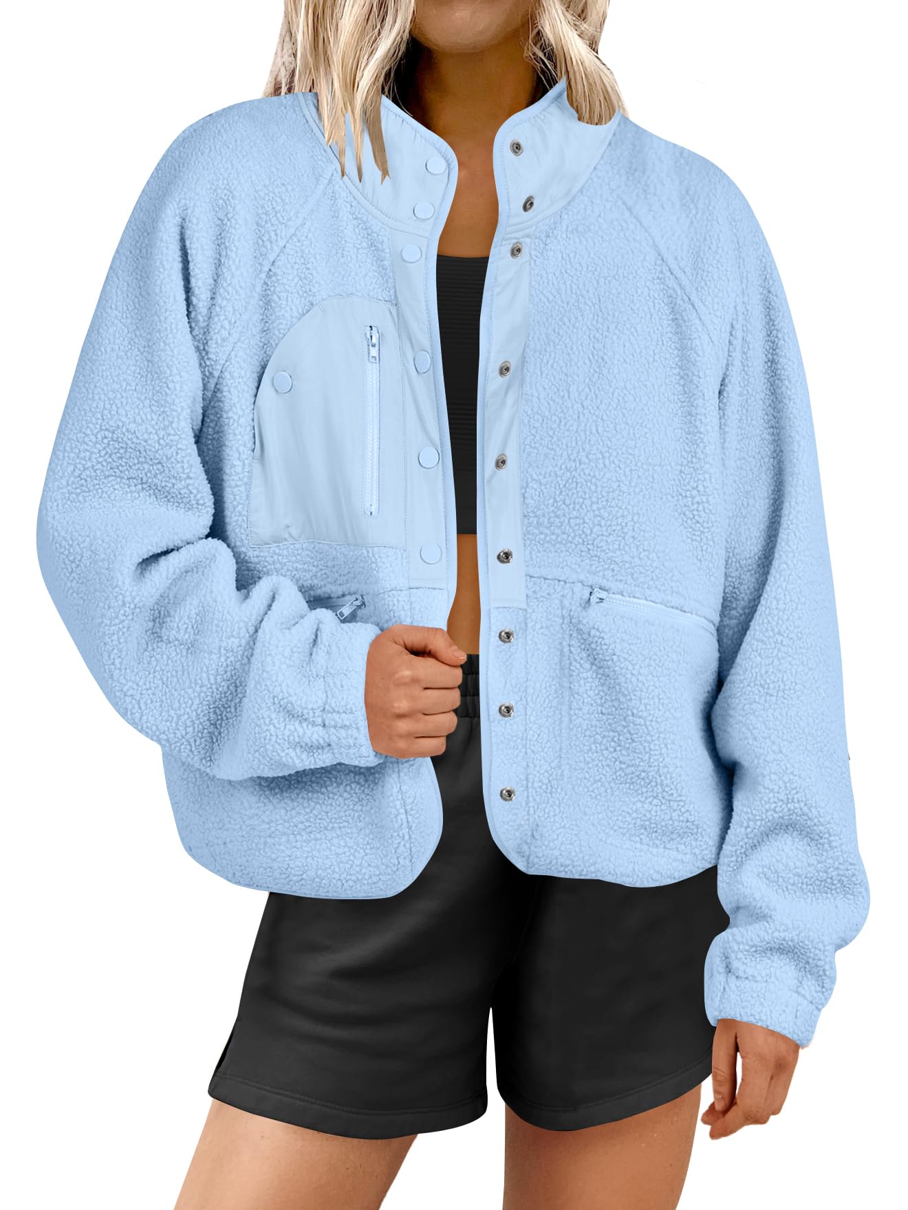 Women's  Button Down Fuzzy Fleece Jacket