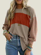 Women's Cute Color Block Long Sleeve Casual Top