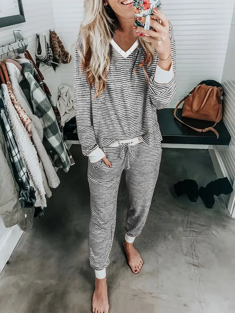 Women's Striped Lounge Pajamas Set