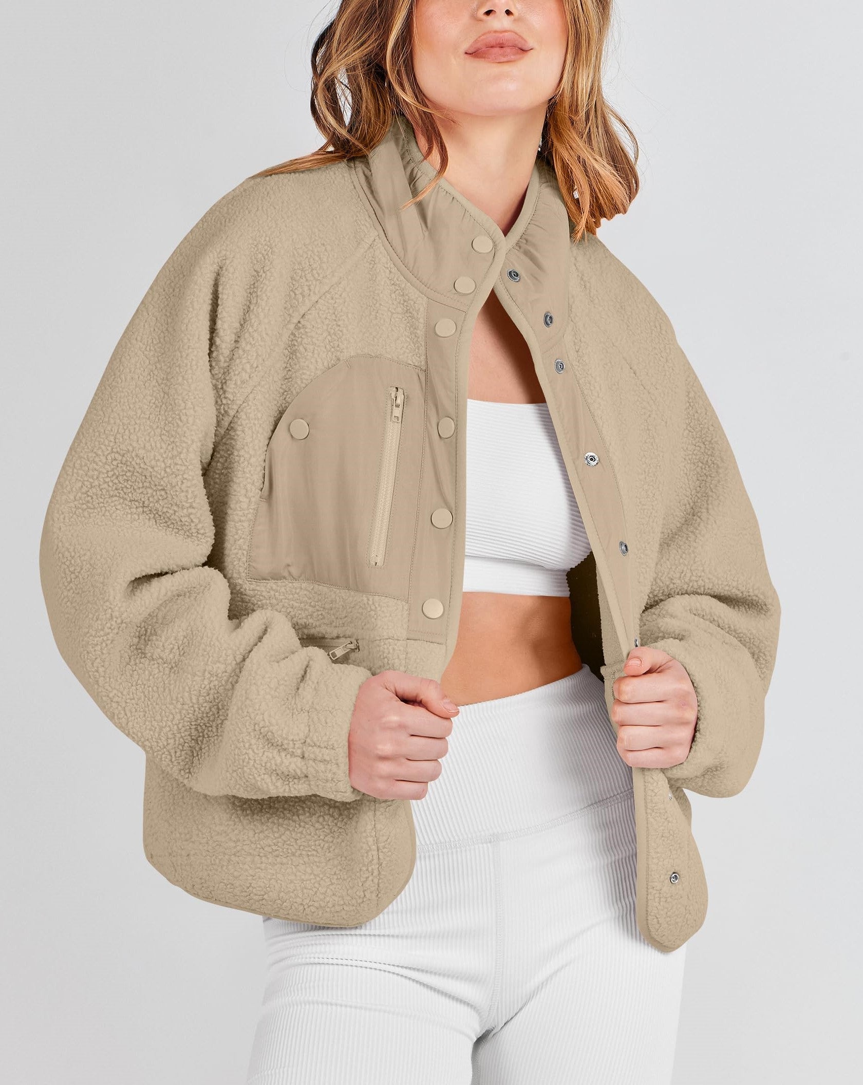 Women's  Button Down Fuzzy Fleece Jacket