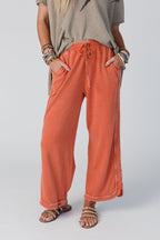 Women's Acid Washed Faded Wide Leg Pants