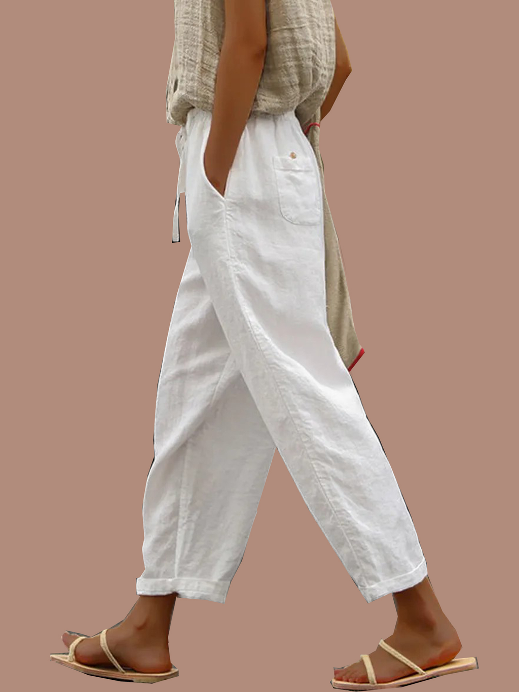 Women's Pure Color Elegant Casual Cotton Pants