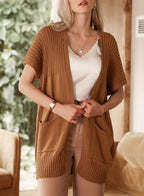 Women's Lightweight Short Sleeve Knitted Cardigan