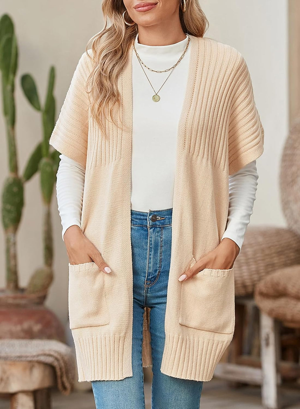 Women's Lightweight Short Sleeve Knitted Cardigan