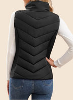 Women's Sleeveless Zip Up Stand Collar Quilted Puffer Vest