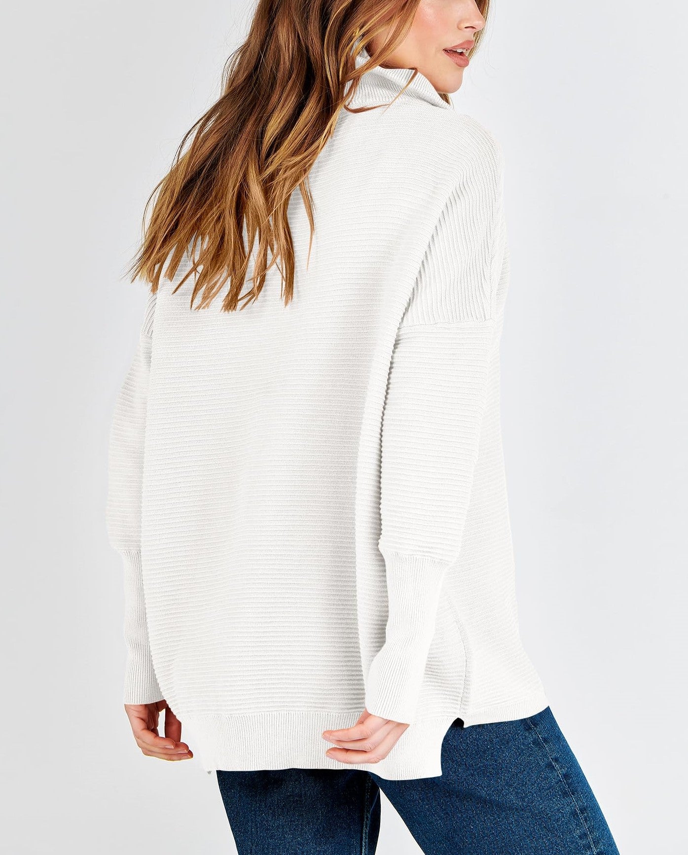 Women's Quarter Zip Rib Knit Cozy Pullover Sweaters