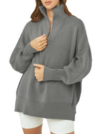 Women's Oversized Quarter Zip Sweater Pullover
