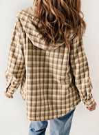 Women's Flannel Plaid Fleece Hooded Jacket