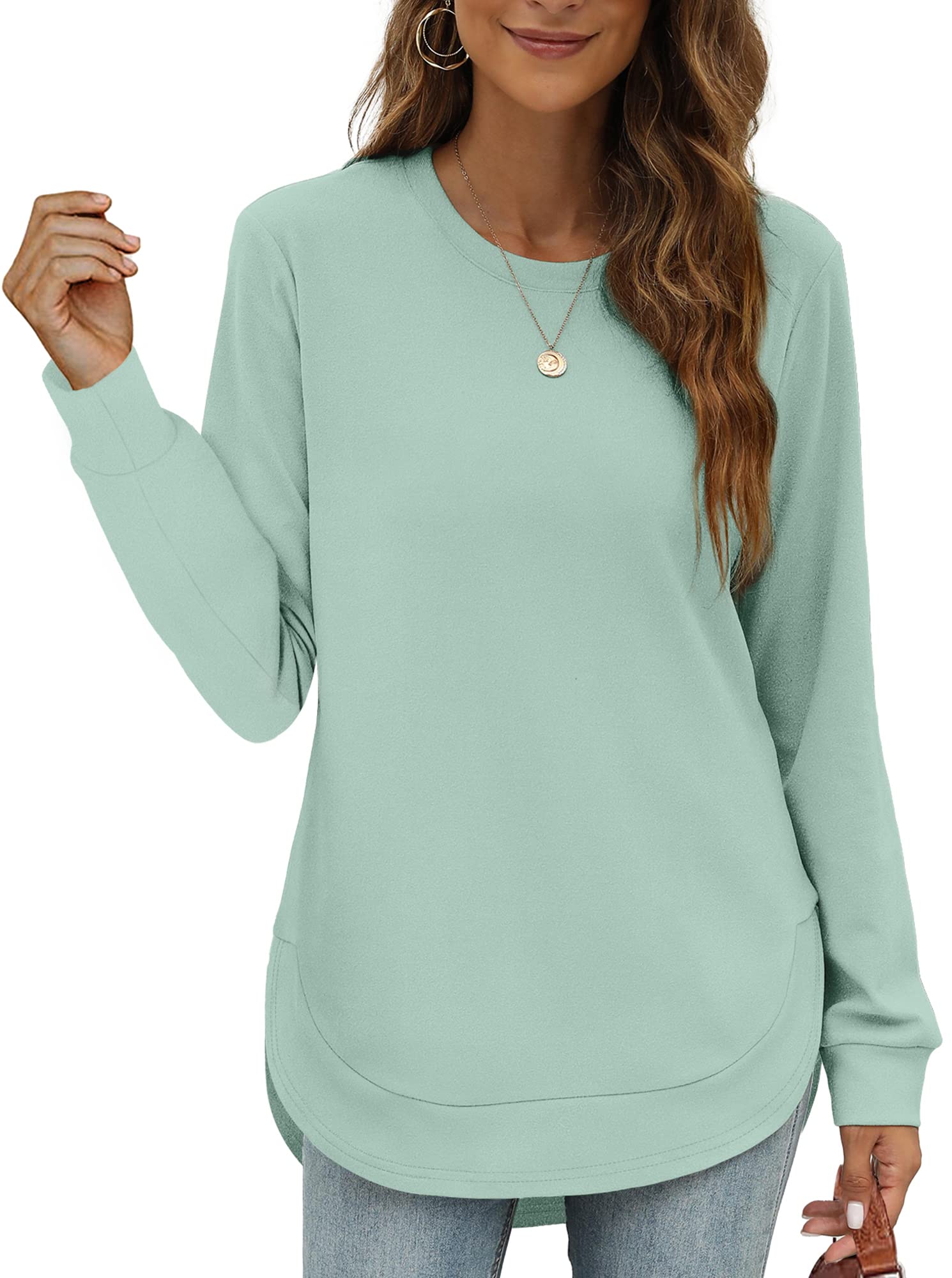 Women's High Low Curved Hem Tops