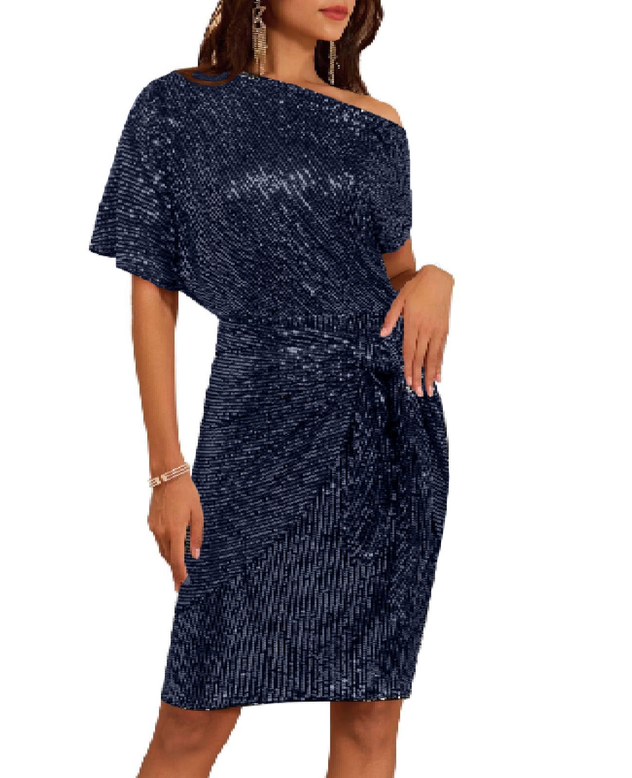 Women's Off Shoulder Sequins Bodycon Dress